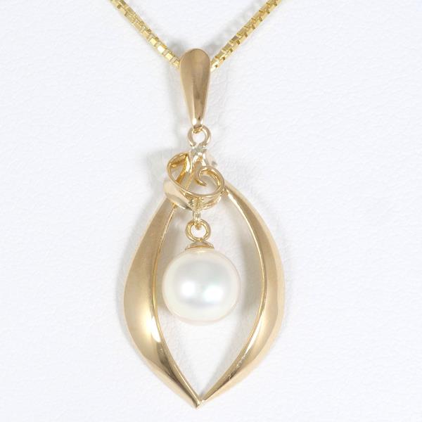 K18 Yellow Gold Pearl Necklace in Excellent Condition