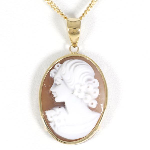 K18 Yellow Gold Shell Cameo Necklace in Pristine Condition