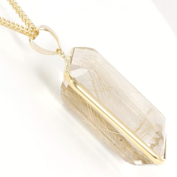 K18 Yellow Gold Necklace with Rutilated Quartz, Approximately 40cm, Weighs Approximately 16.4g