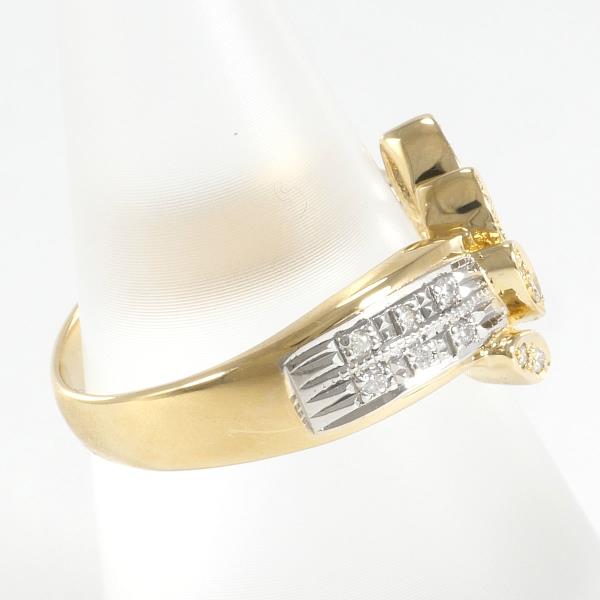 Women's Diamond Ring 0.08ct Design in Platinum PT900 and K18 Yellow Gold, Gold, Size 11.5, Pre-Owned