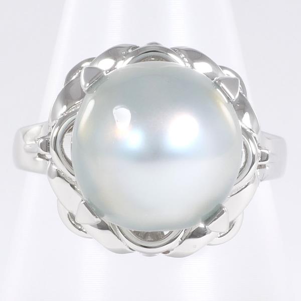 PT900 Platinum Pearl Ring 15.5 in Pristine Condition