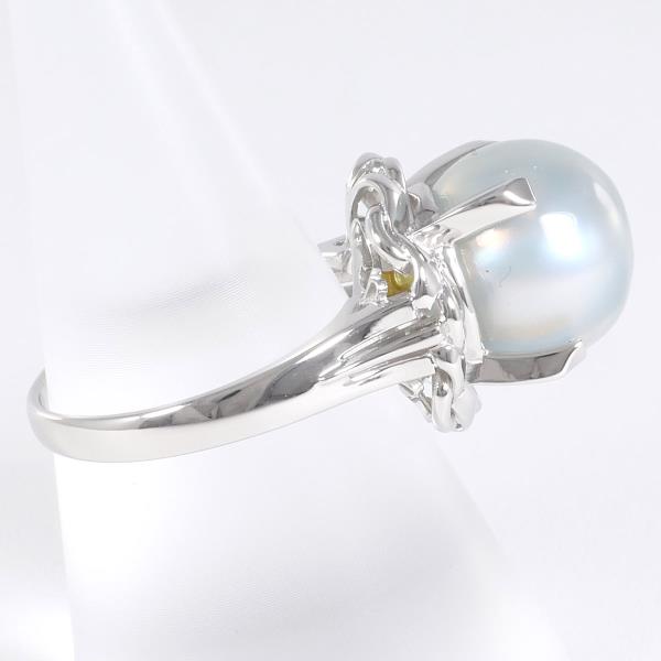 PT900 Platinum Pearl Ring 15.5 in Pristine Condition