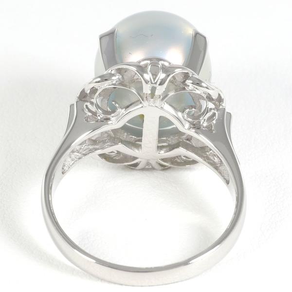 PT900 Platinum Pearl Ring 15.5 in Pristine Condition