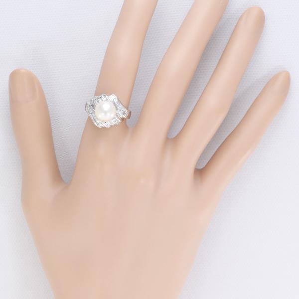 PT900 Platinum Pearl Ring with Diamond