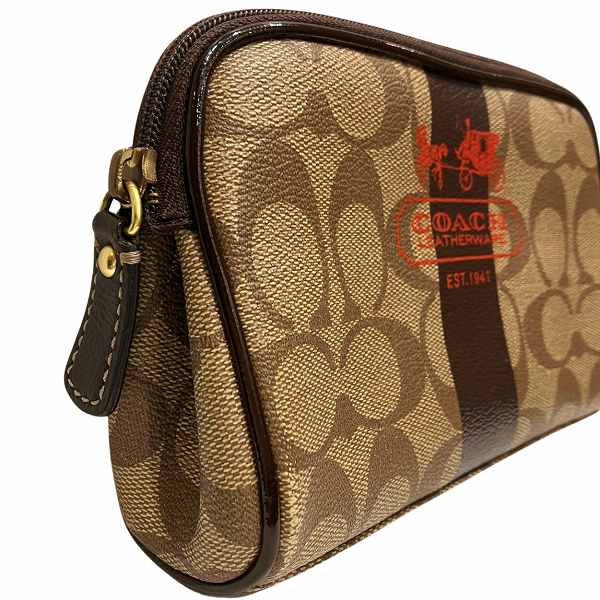 Coach Signature PVC Leather Pouch 40923 in Good Condition