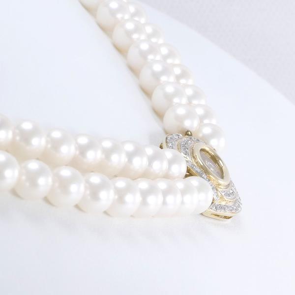 K14 Yellow Gold White Gold Akoya Pearl Diamond Necklace