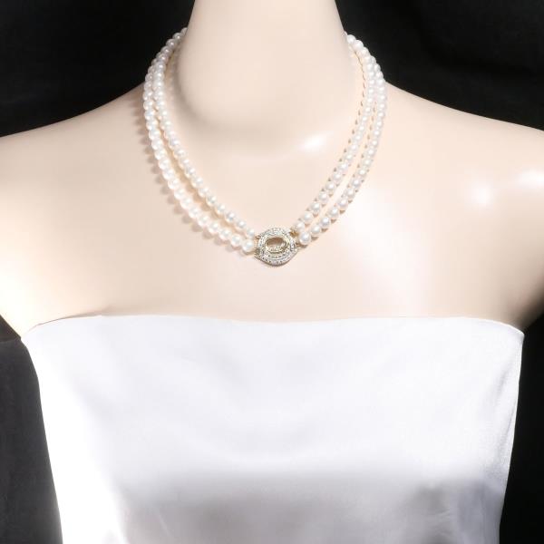 K14 Yellow Gold White Gold Akoya Pearl Diamond Necklace