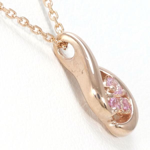 4℃ K10 Pink Gold Necklace with Pink and White Sapphires in Excellent Condition