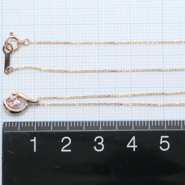 4℃ K10 Pink Gold Necklace with Pink and White Sapphires in Excellent Condition