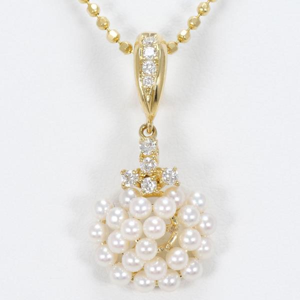 K18 Yellow Gold Pearl Necklace with Diamond