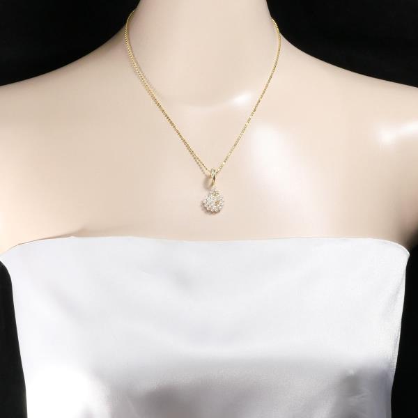 K18 Yellow Gold Pearl Diamond Necklace in Excellent Condition