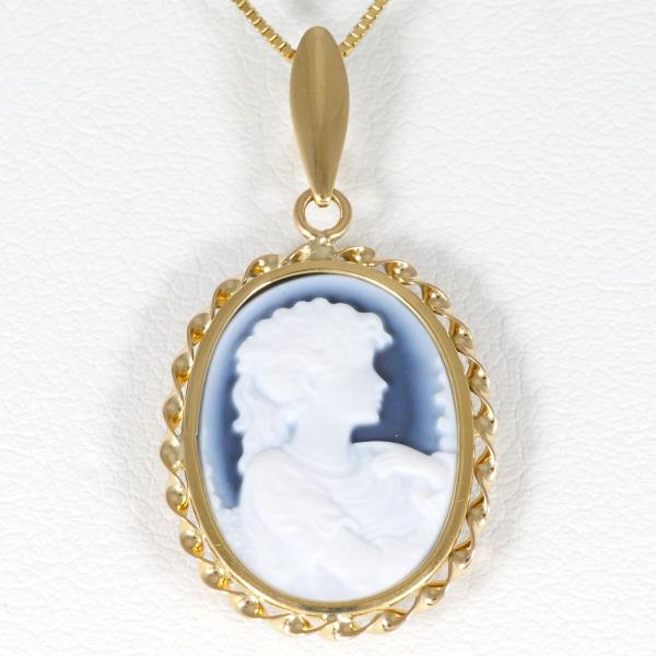 K18 Yellow Gold Necklace Stone Cameo in Excellent Condition