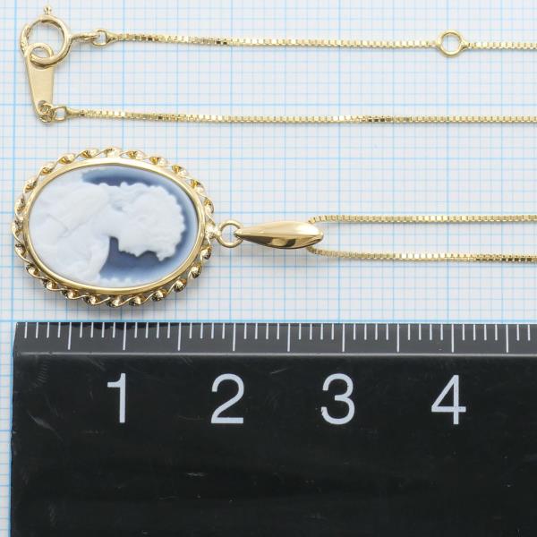 K18 Yellow Gold Necklace Stone Cameo in Excellent Condition