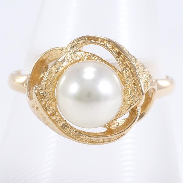 K18 Yellow Gold Pearl Ring 16 Size in Excellent Condition