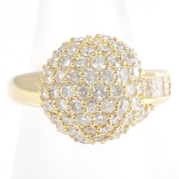 K18 Yellow Gold Diamond Ring 11 Size 2.24 in Excellent Condition