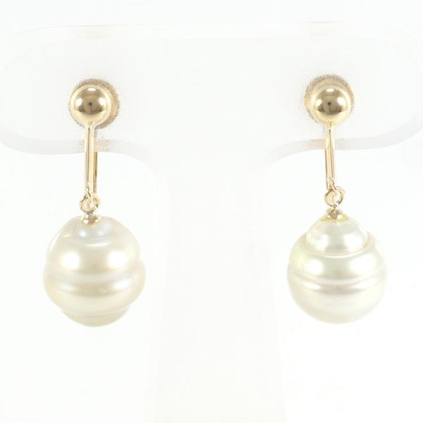 K18 Yellow Gold Pearl Earrings in Excellent Condition