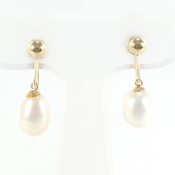 K18 Yellow Gold Pearl Earrings in Excellent Condition