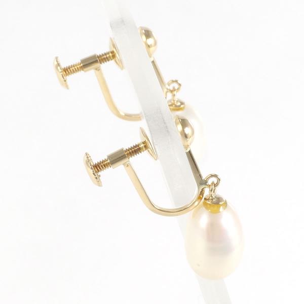 K18 Yellow Gold Pearl Earrings in Excellent Condition