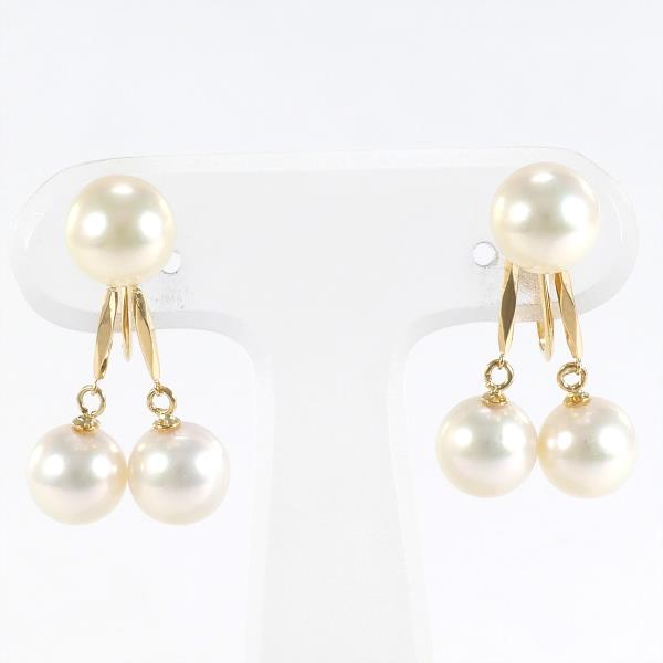 K18 Yellow Gold Pearl Earrings in Excellent Condition