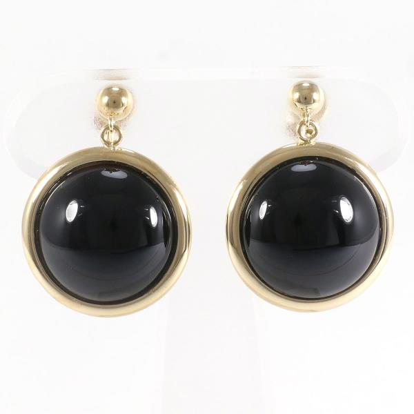 K18 Yellow Gold Onyx Earrings in Excellent Condition