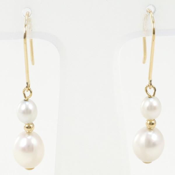 K18 Yellow Gold Pearl Earrings in Excellent Condition