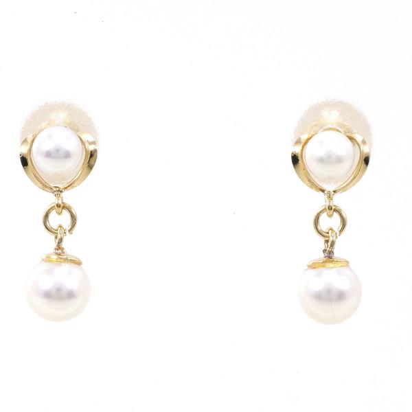 K18 Yellow Gold Pearl Earrings in Excellent Condition