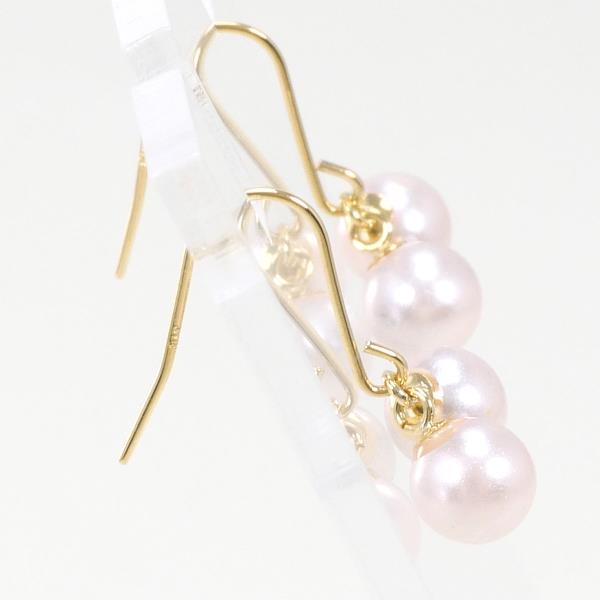 K18 Yellow Gold Imitation Pearl Earrings in Pristine Condition