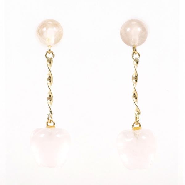 K18 Yellow Gold Rose Quartz Earrings in Great Condition