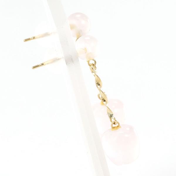 K18 Yellow Gold Rose Quartz Earrings in Great Condition