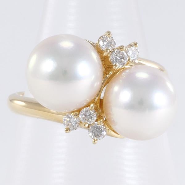 K18 Yellow Gold Pearl Ring with Diamond