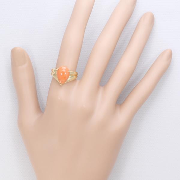 K18 Yellow Gold Coral Ring