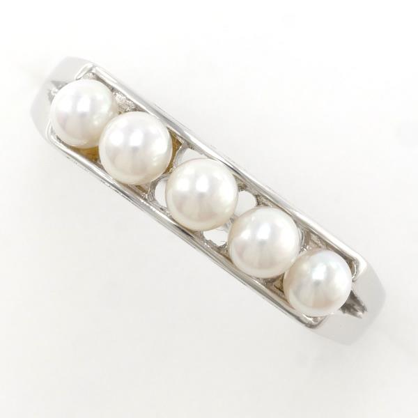 PT900 Platinum Pearl Ring 12 in Excellent Condition