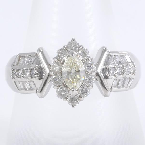 PT900 Platinum Ring with Yellow Diamond 0.305 SI2, Diamond 0.63 in Excellent Condition