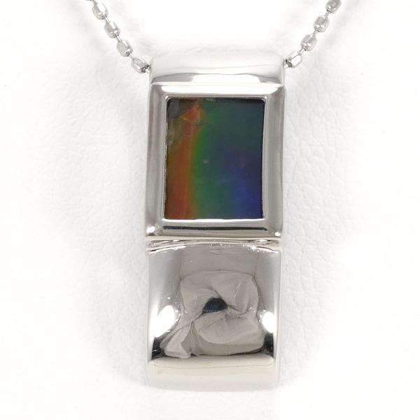 K18 White Gold Ammolite Necklace in Pristine Condition