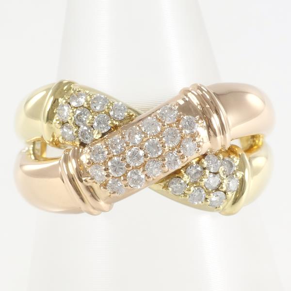 K18 Yellow Gold Pink Gold Diamond Ring