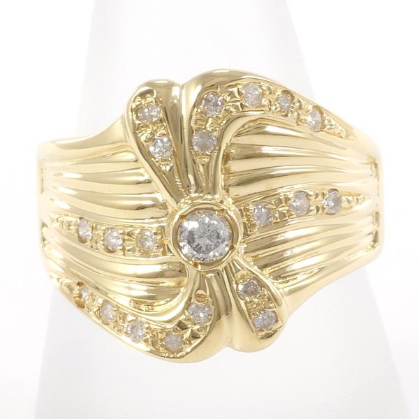 K18 Yellow Gold Diamond Ring 15号 in Excellent Condition