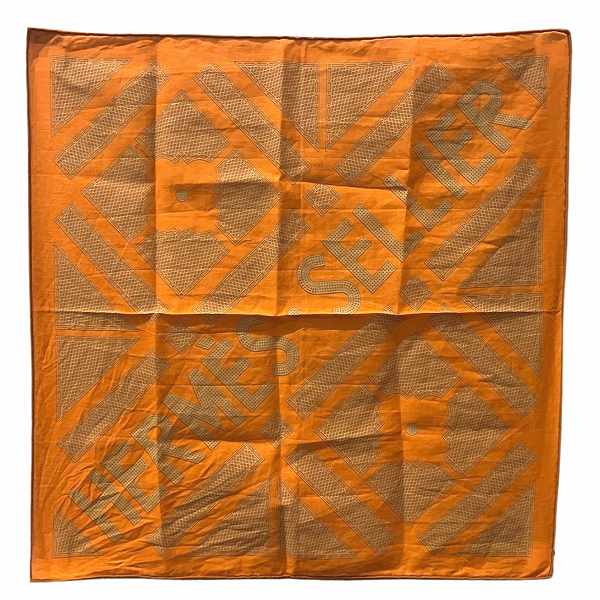 Hermes Cotton 40cm x 40cm Logo Scarf in Great Condition