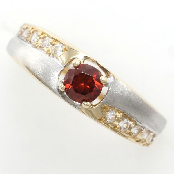 K14 Yellow Gold White Gold Garnet Ring in Excellent Condition