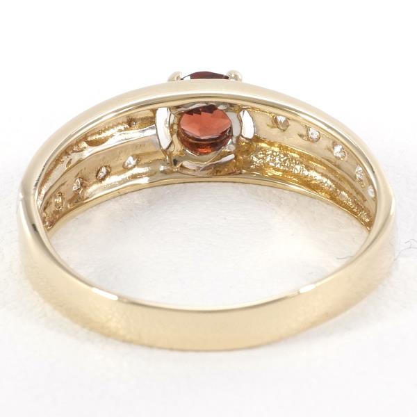 K14 Yellow Gold White Gold Garnet Ring in Excellent Condition