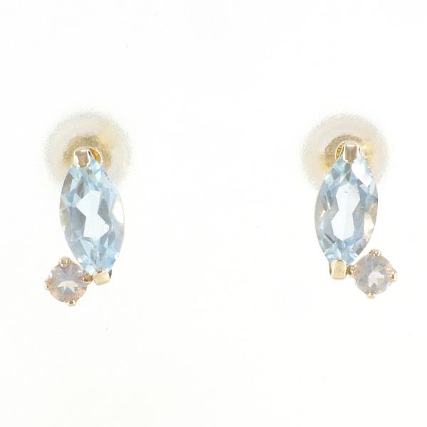 Take Up K18YG K10YG Earrings Blue Topaz Moonstone in Excellent Condition