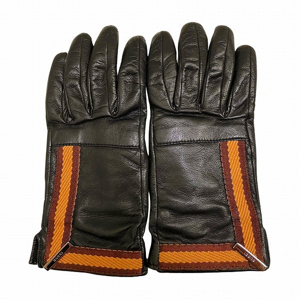 Gucci Leather Gloves Size 7 Black in Good Condition