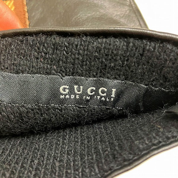 Gucci Leather Gloves Size 7 Black in Good Condition