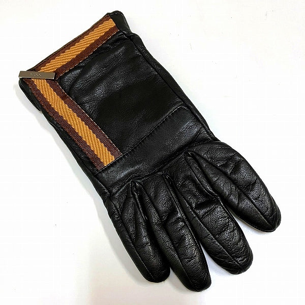 Gucci Leather Gloves Size 7 Black in Good Condition