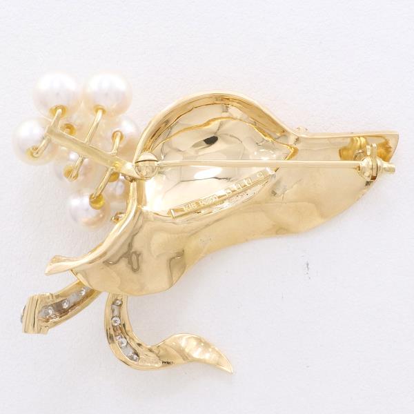 PT900 Platinum K18 Yellow Gold Pearl Brooch in Excellent Condition