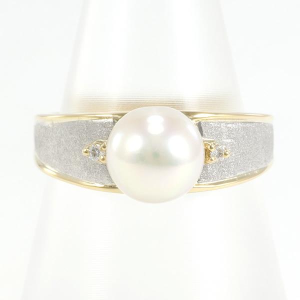 PT900 Platinum K18YG Pearl Ring 11 in Excellent Condition