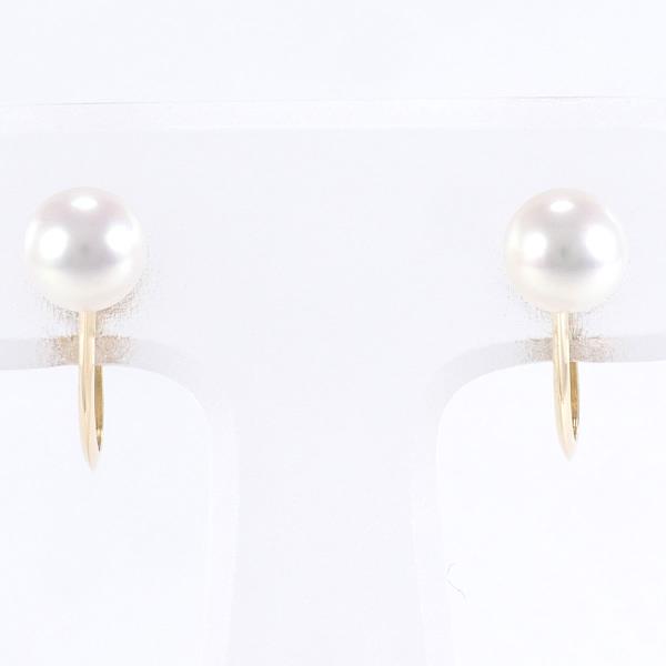 K18 Yellow Gold Pearl Earrings in Excellent Condition