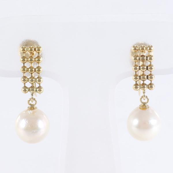 K18 Yellow Gold Pearl Earrings in Pristine Condition