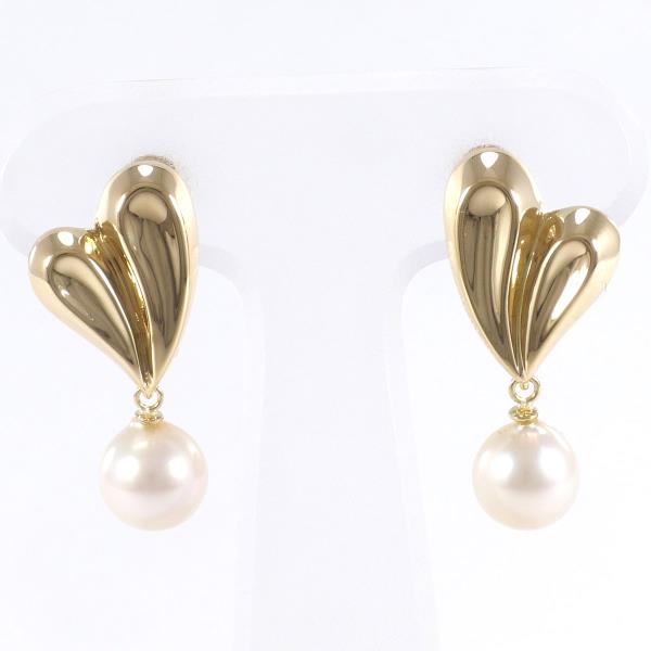 K18 Yellow Gold Pearl Earrings in Excellent Condition