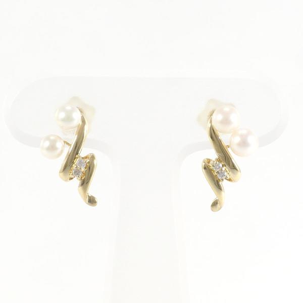 K18 Yellow Gold Pearl Diamond Earrings