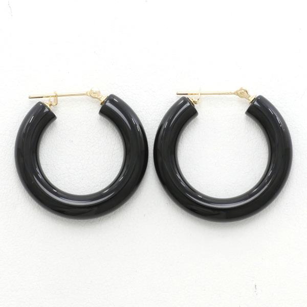 K18 Yellow Gold Onyx Earrings in Excellent Condition